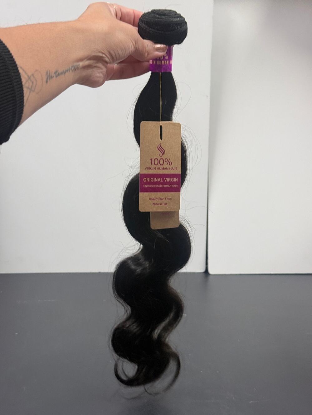 22in Virgin Human Hair Body Wave Weft Bundle Natural Black 104g NWT